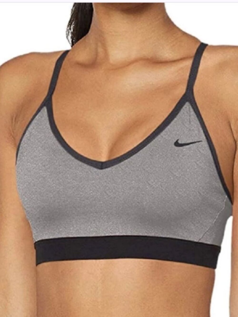 Nike Dri Fit Indy Light Support Sports Bra Grey Black Plus Size 2XL